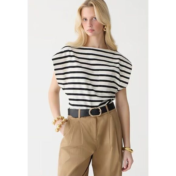 NWT J CREW Boatneck muscle T-shirt in stripe mariner cotton - Picture 2 of 7